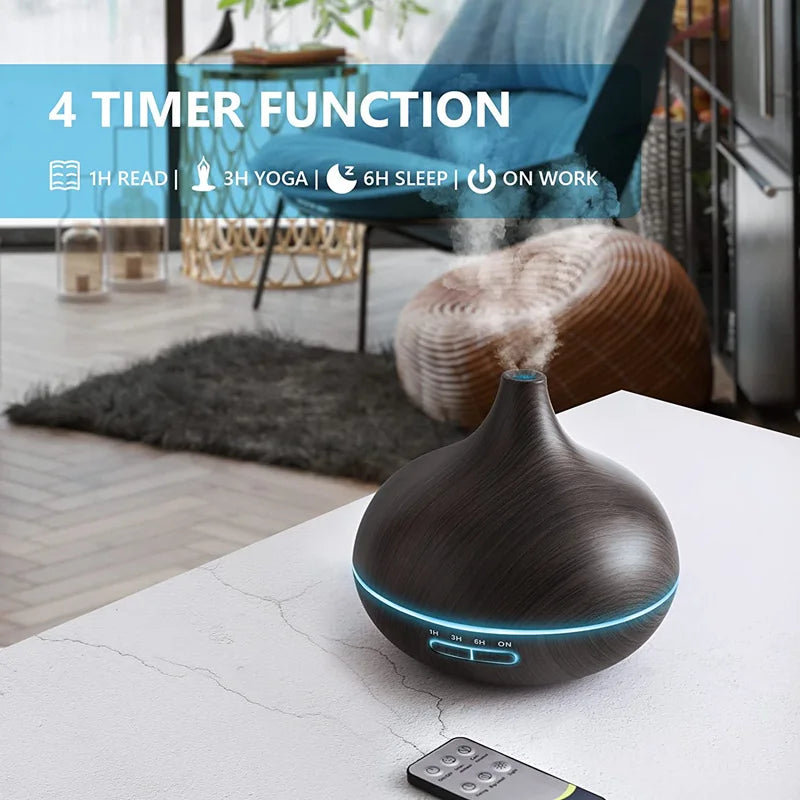 Wood Grain Aroma Diffuser with Ambient Lighting