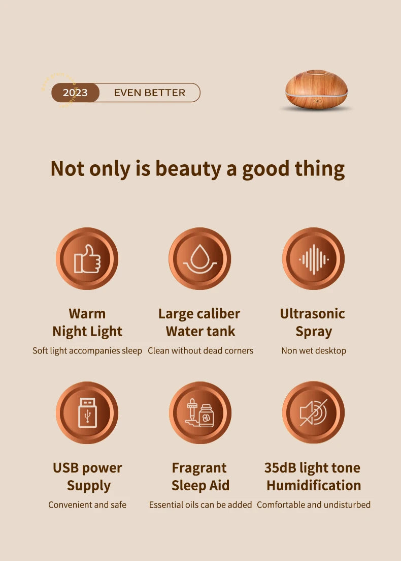Ultrasonic Wood Design Aroma Diffuser