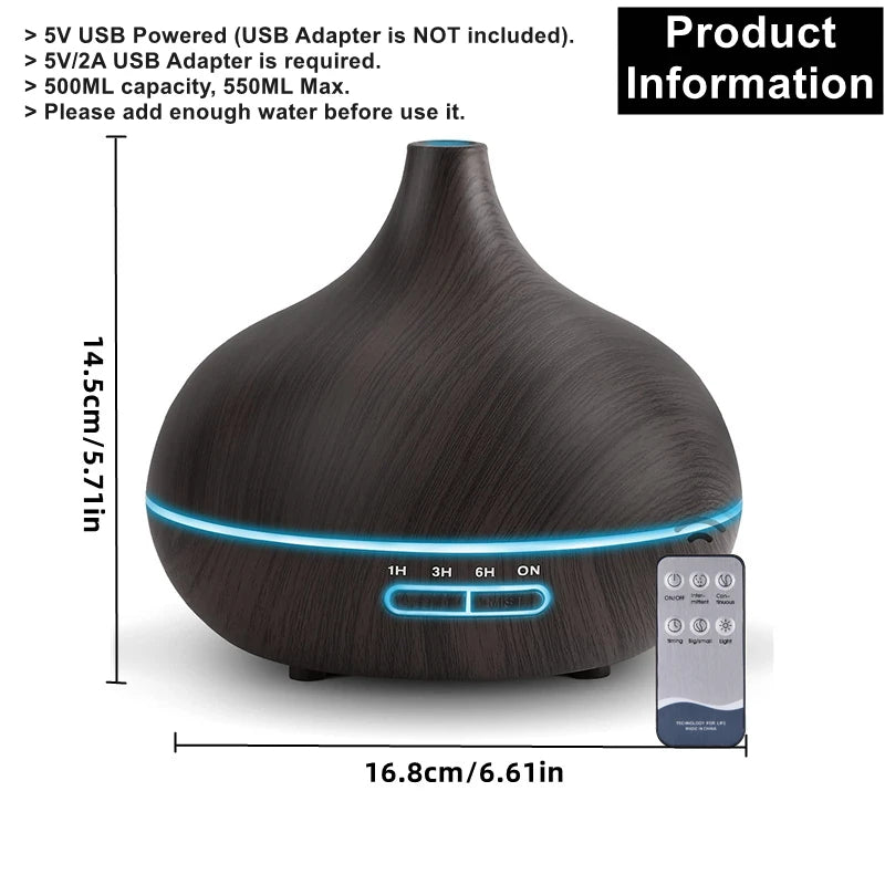 Wood Grain Aroma Diffuser with Ambient Lighting