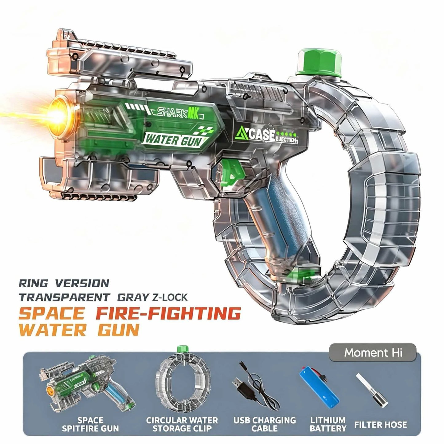 Electric Water Gun with Recoil & LED Lights