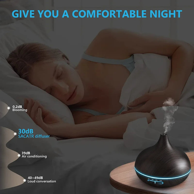 Wood Grain Aroma Diffuser with Ambient Lighting