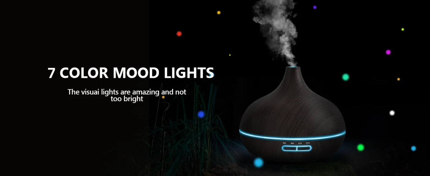 Wood Grain Aroma Diffuser with Ambient Lighting