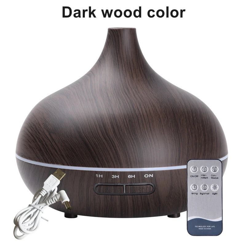 Wood Grain Aroma Diffuser with Ambient Lighting
