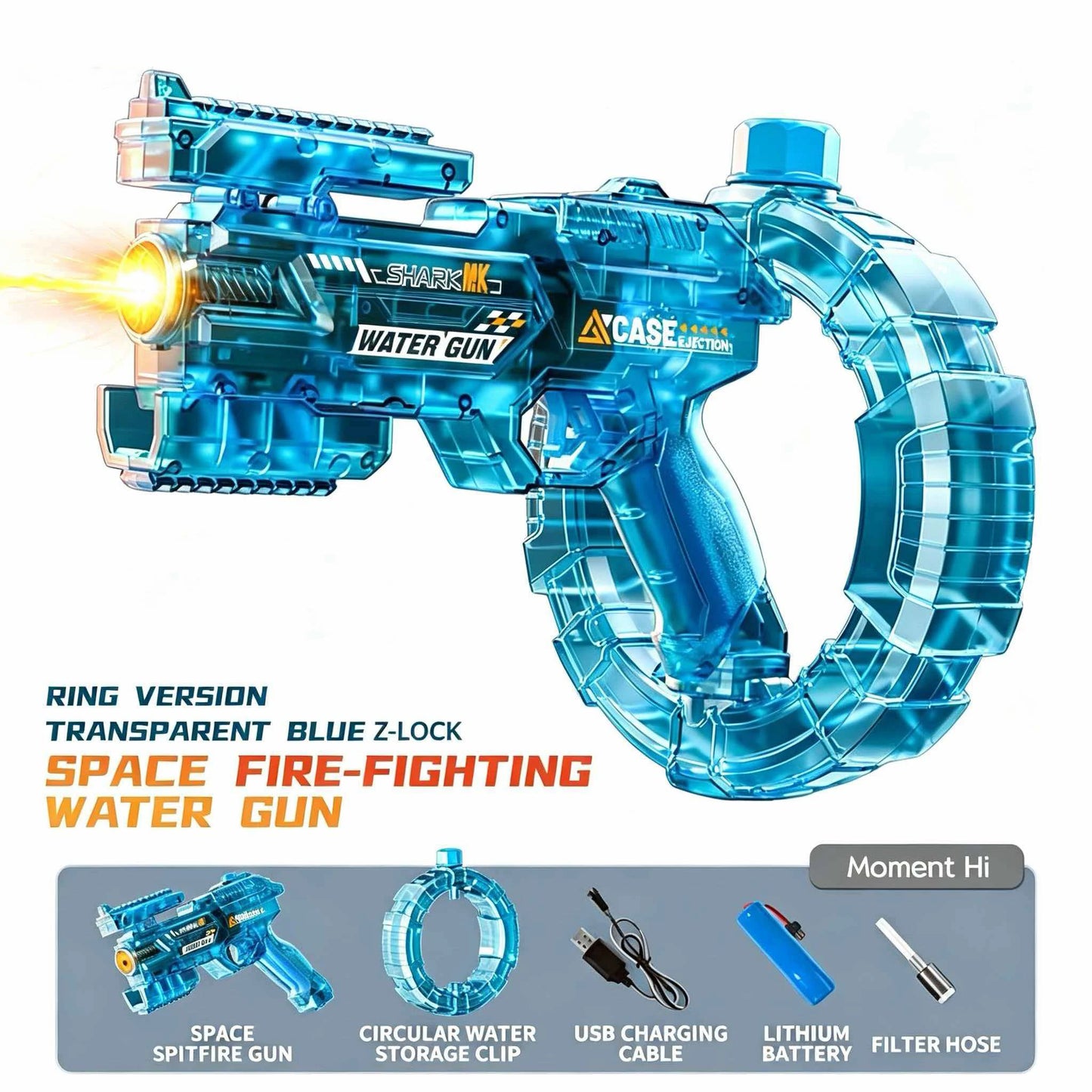 Electric Water Gun with Recoil & LED Lights