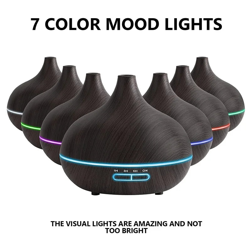 Wood Grain Aroma Diffuser with Ambient Lighting