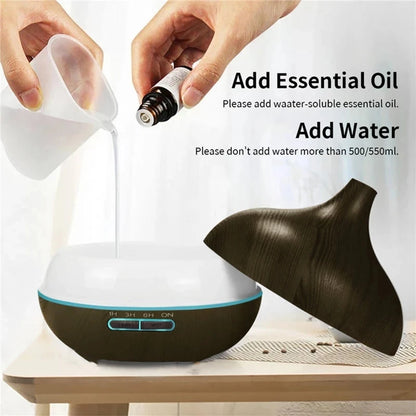Wood Grain Aroma Diffuser with Ambient Lighting