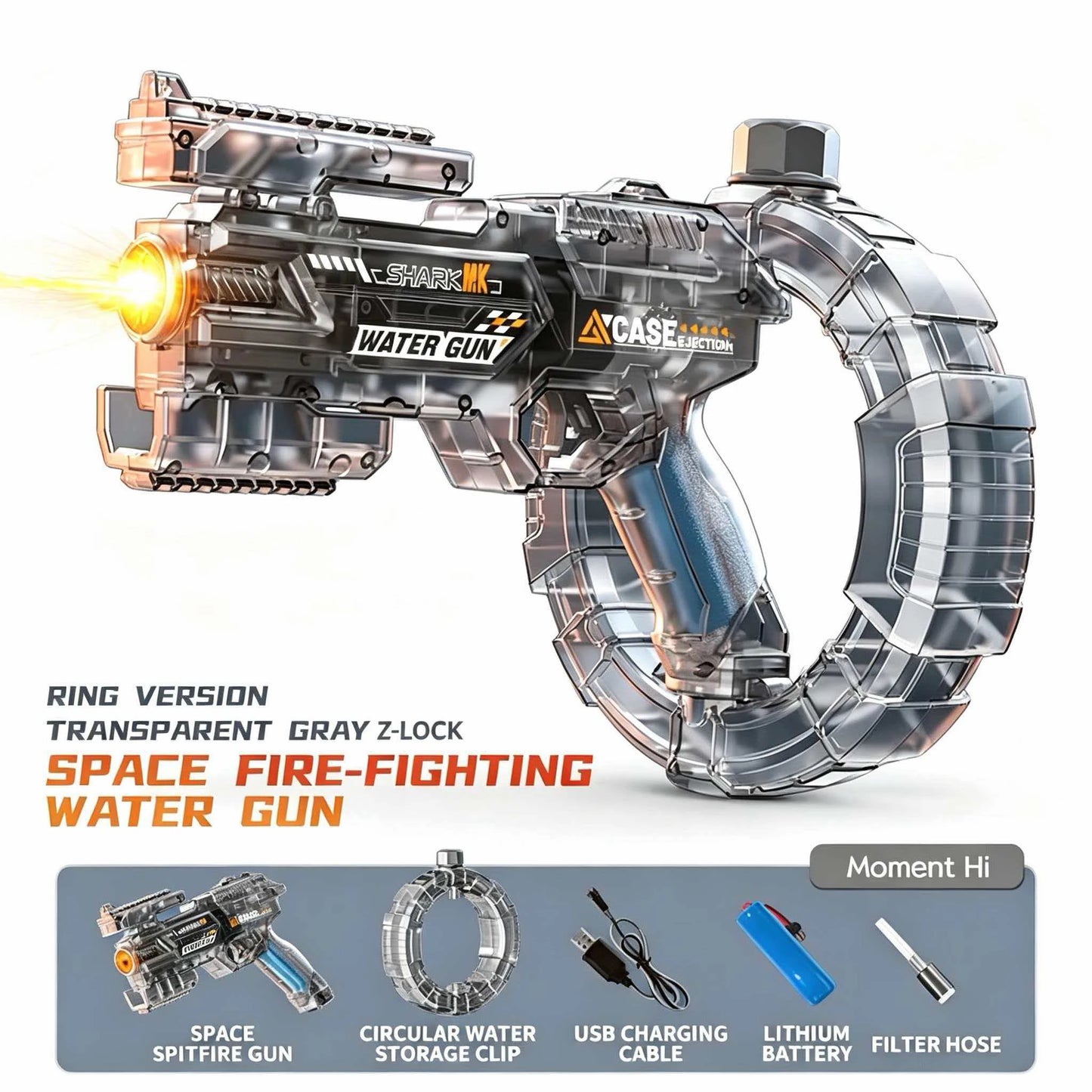 Electric Water Gun with Recoil & LED Lights